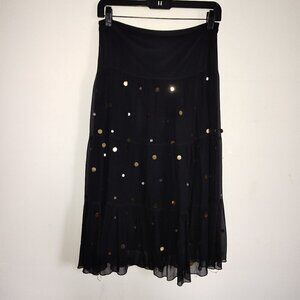 Ladies SZ S JM Atelier Black Silk Sequin Evening Skirt